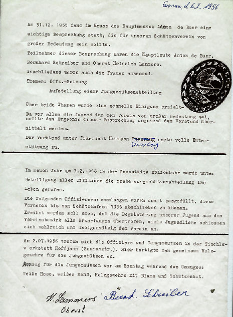 Protokoll zur Gründung einer Jungschützenabteilung
